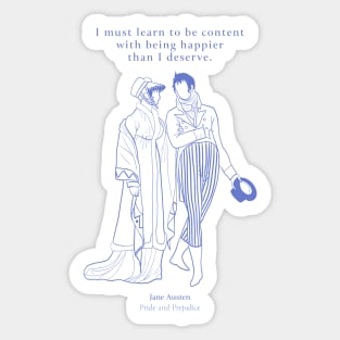 Pride and Prejudice Line art and Happiness Quote Sticker